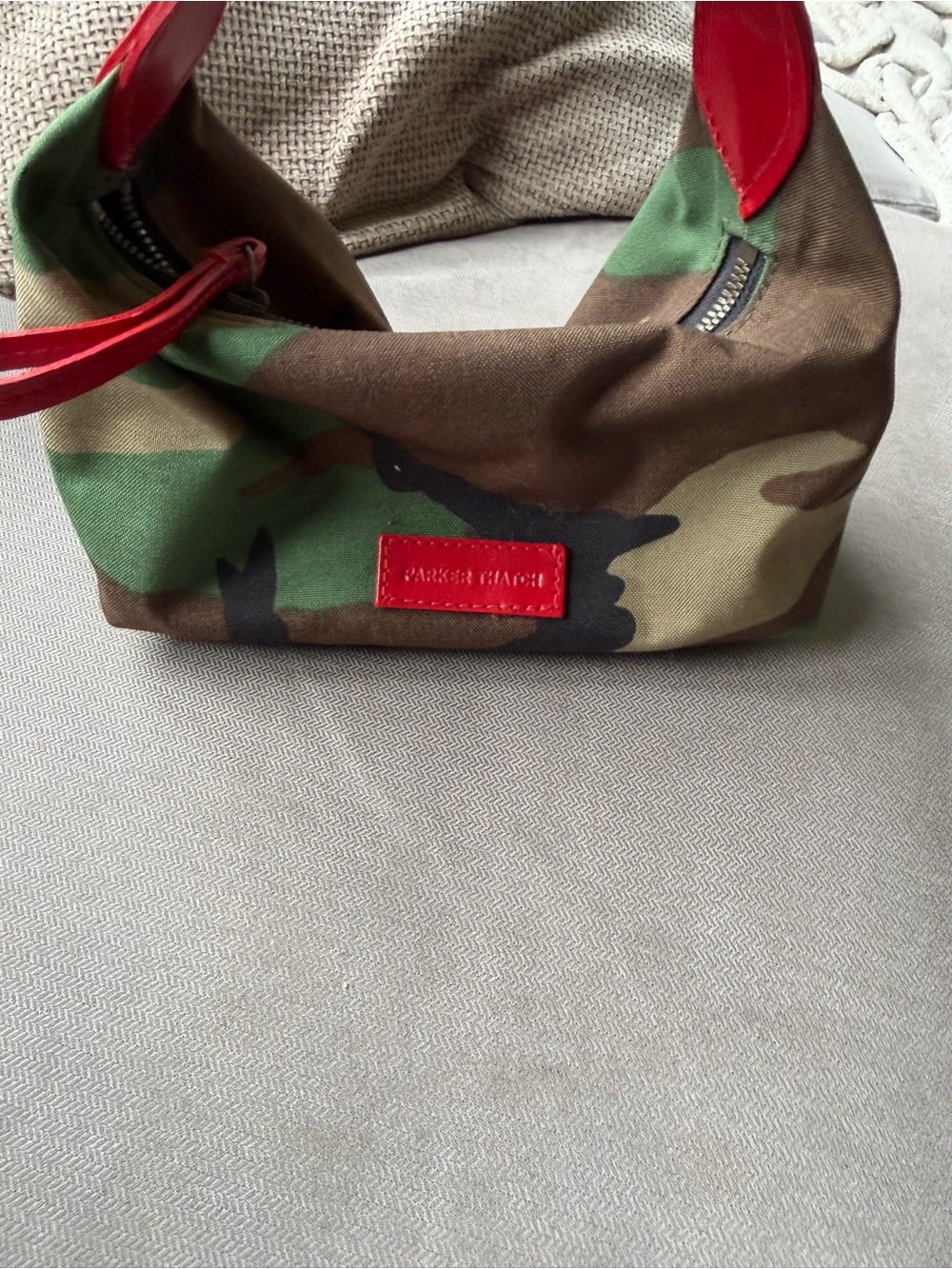 Parker Thatch Camouflage Mini Hobo Bag with Red Trim